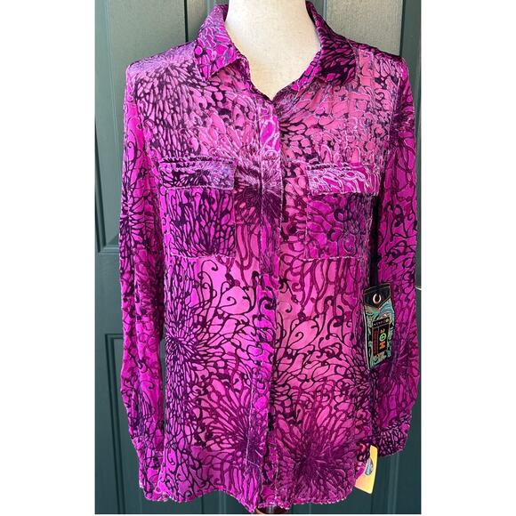 NWT 2OH Two Old Hippies Velvet Burnout Blouse S Boho Whimsigoth Fall Layering - Picture 1 of 7